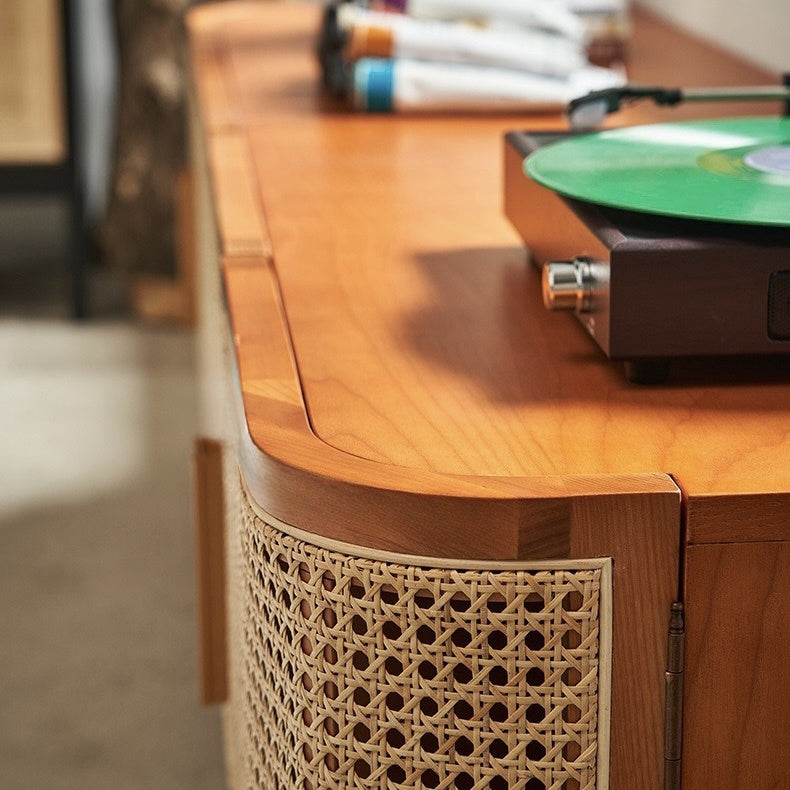 Grelina Ash wood natural rattan side TV cabinet