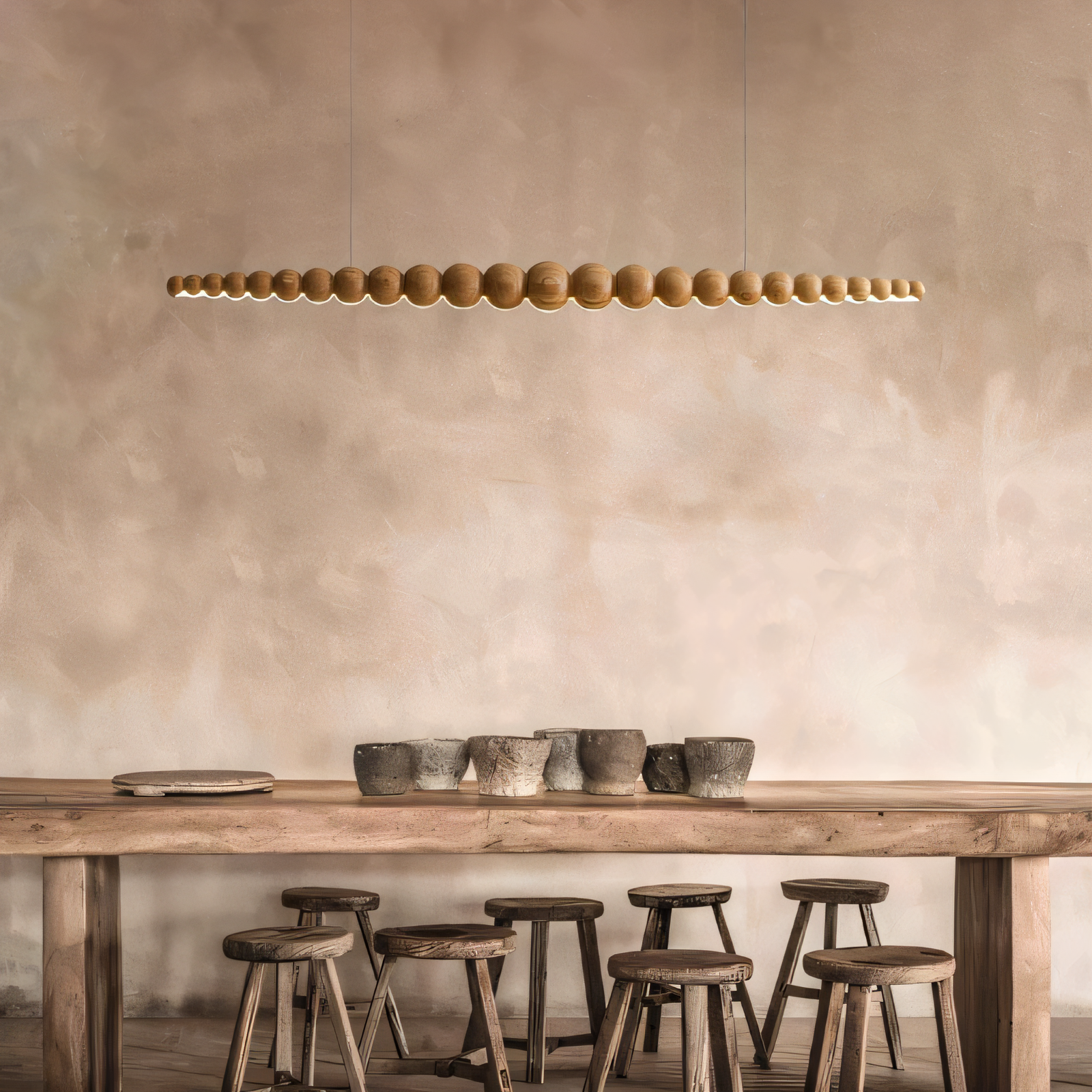 Drines Solid wood  beads pendant light