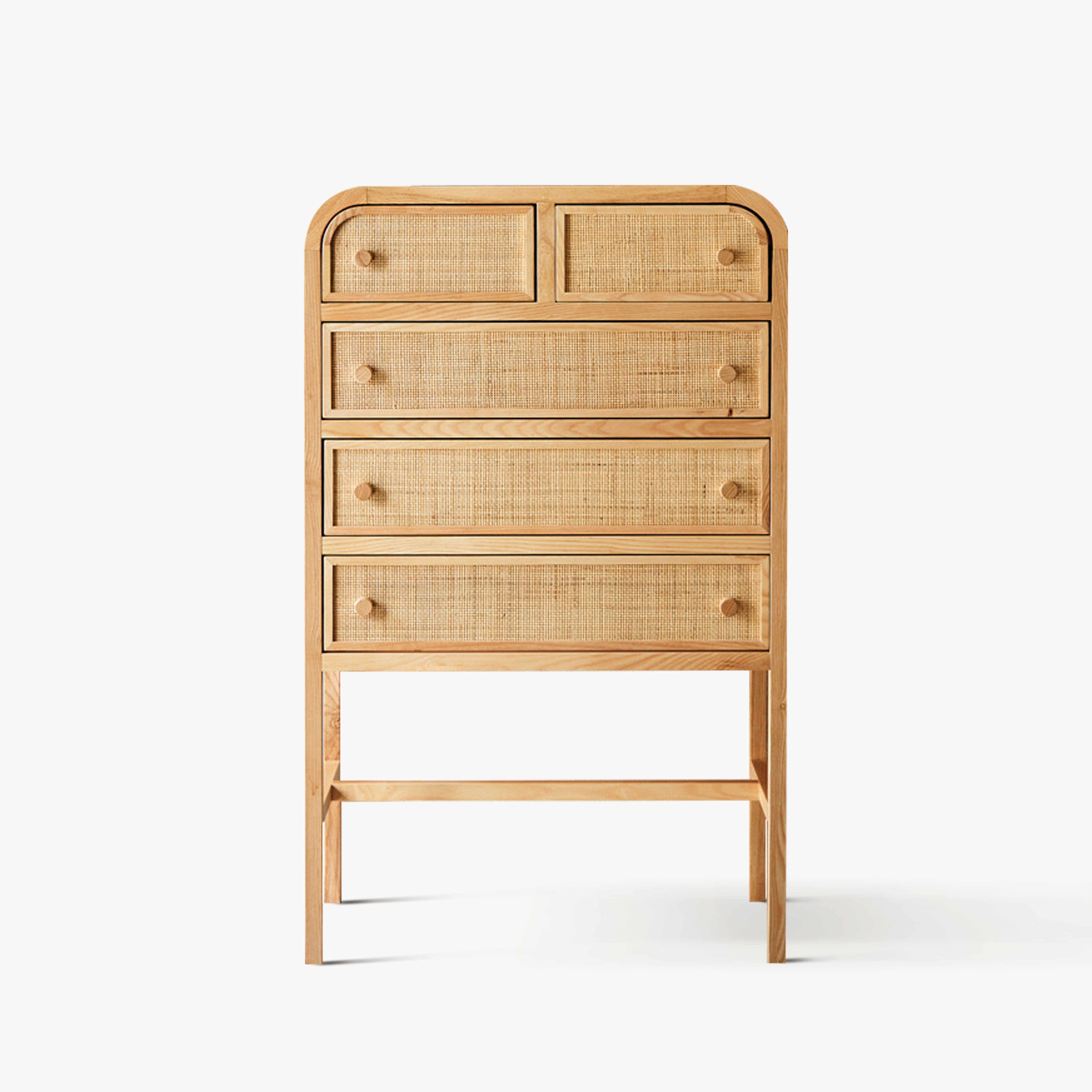 Pularit Ash wood natural rattan sideboard chest of drawers