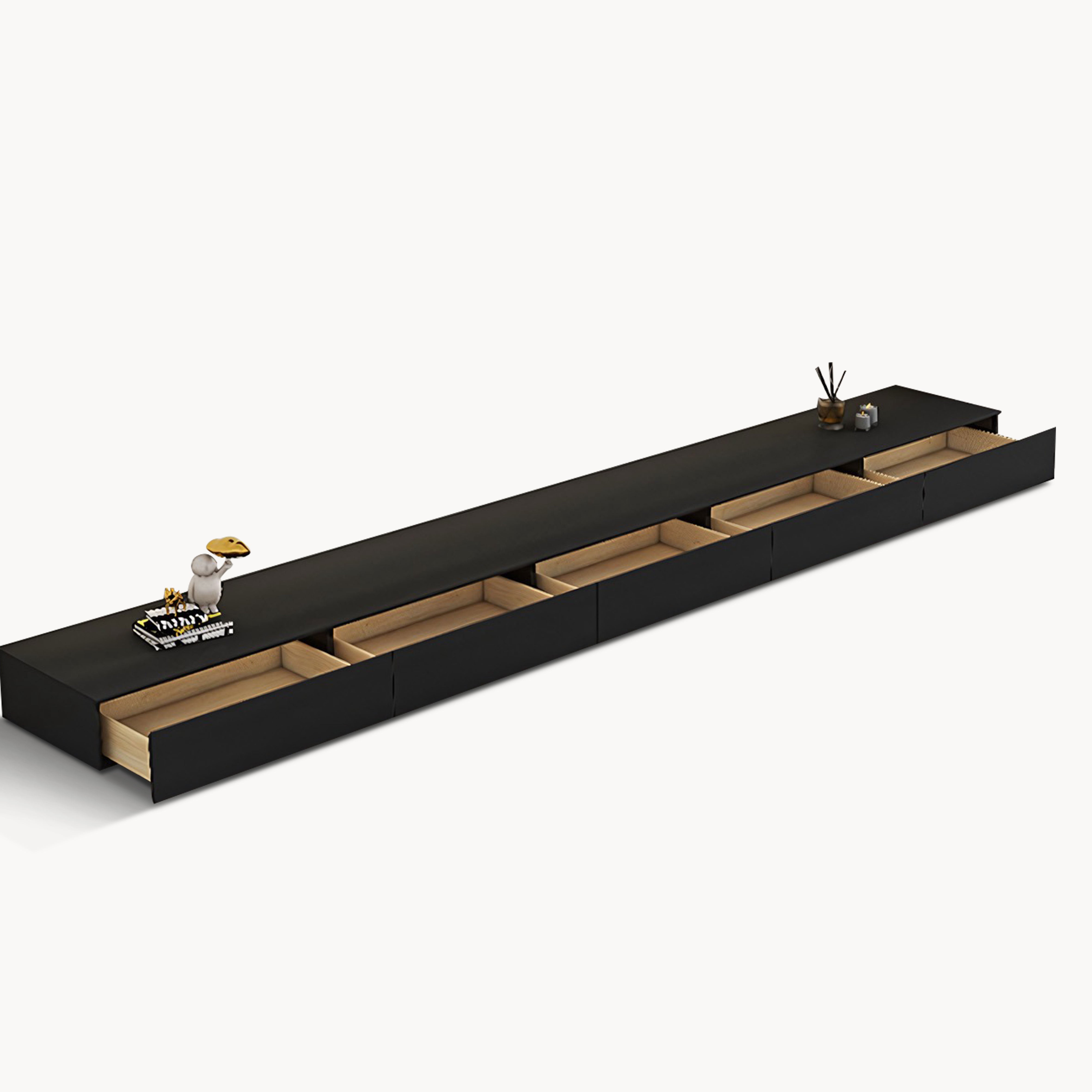 Wintoze Wooden pure black TV cabinet