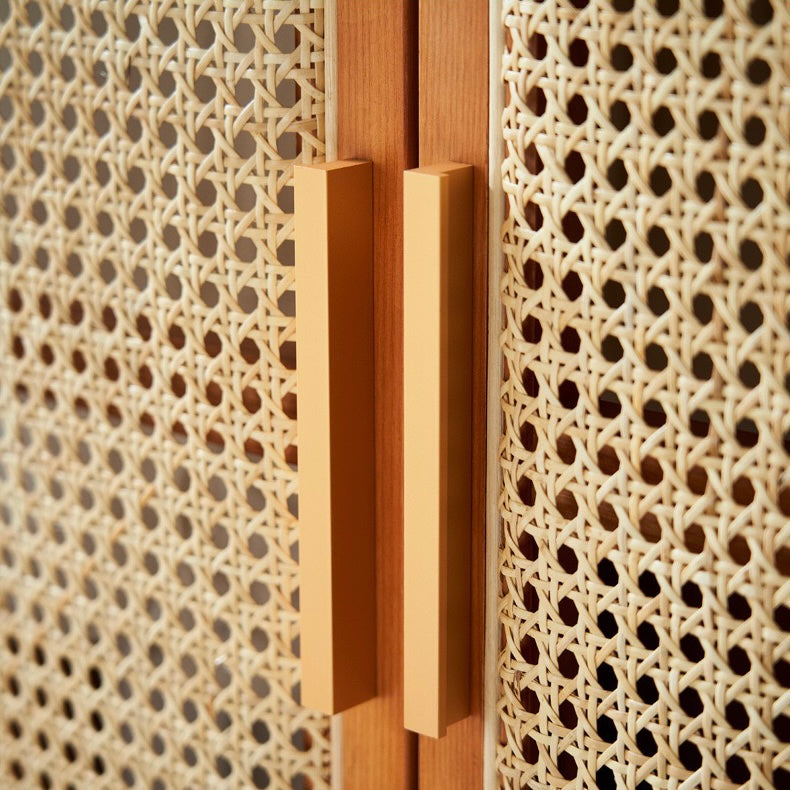 Peritan Ash wood natural rattan wardrobe