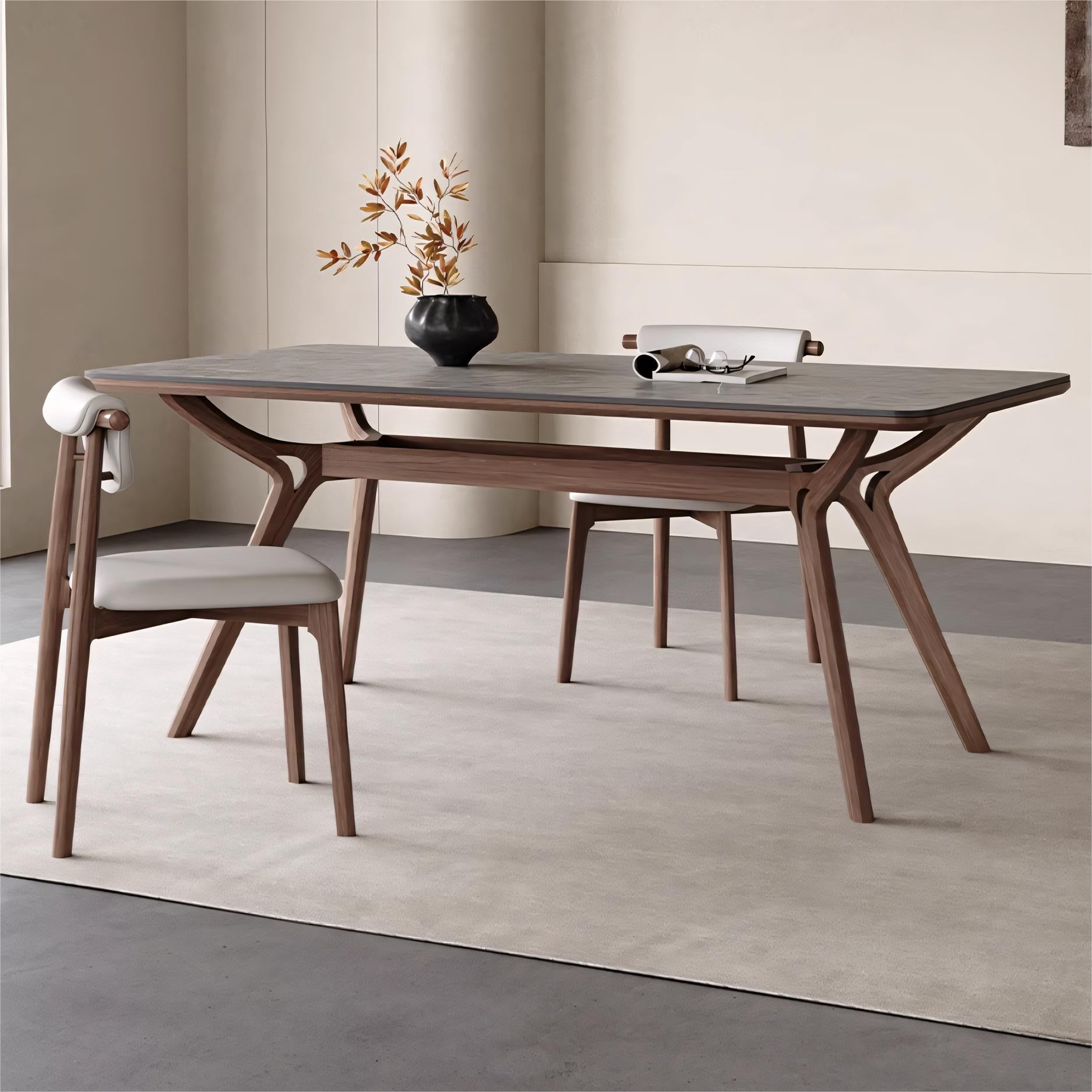Geffa Sintered stone solid wood rectangular dining table