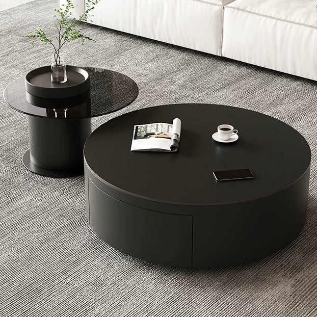 Cocheli Tempered glass round nesting coffee table set