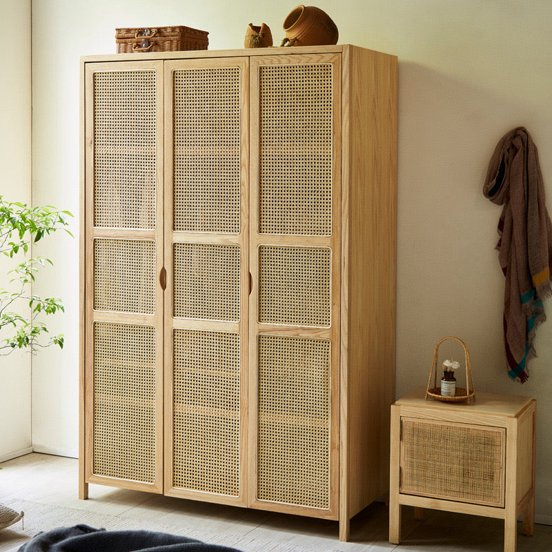 Junorena Ash wood natural rattan wardrobe
