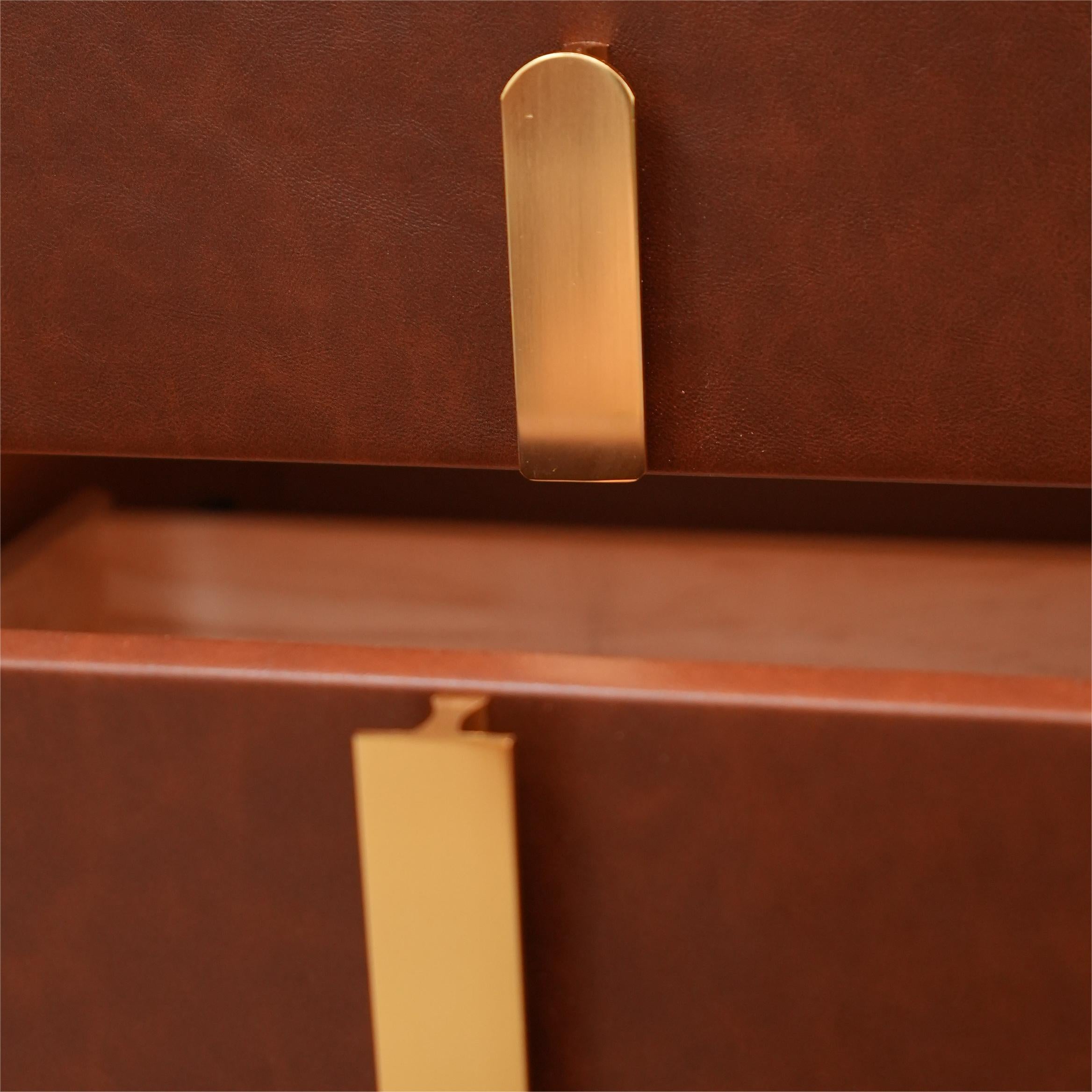 Olime 2pcs wooden leather nightstands