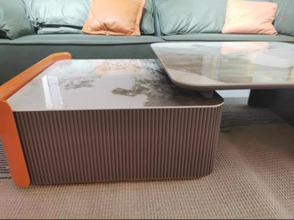 Evanes Foldable retractable square sintered stone coffee table