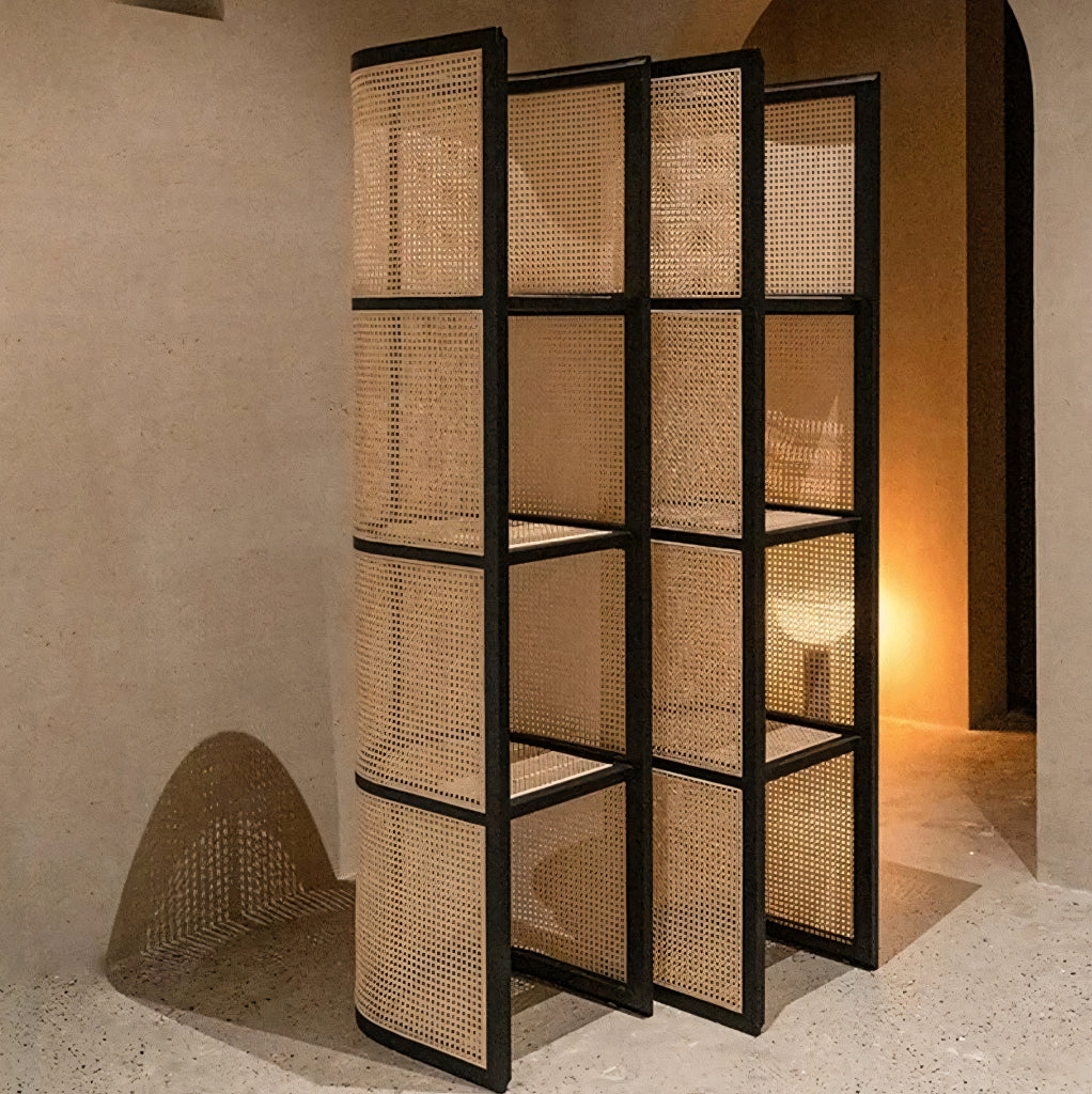 Tiriso Ash wood natural rattan shelf