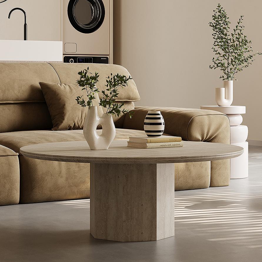 Tatano Travertine slab coffee table