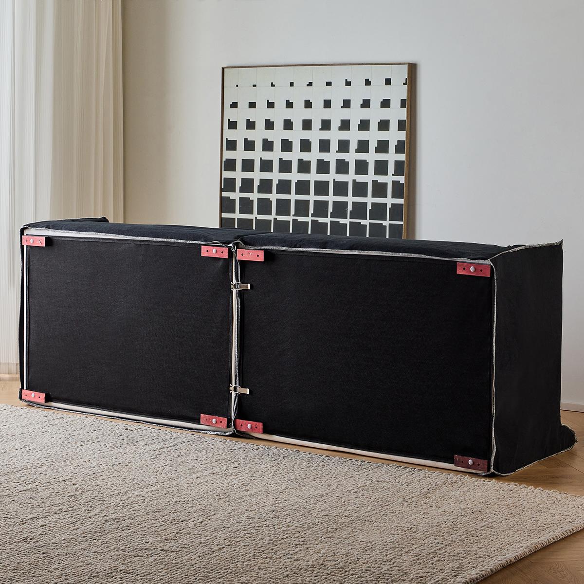 Geema Washable natural linen fabric straight sofa