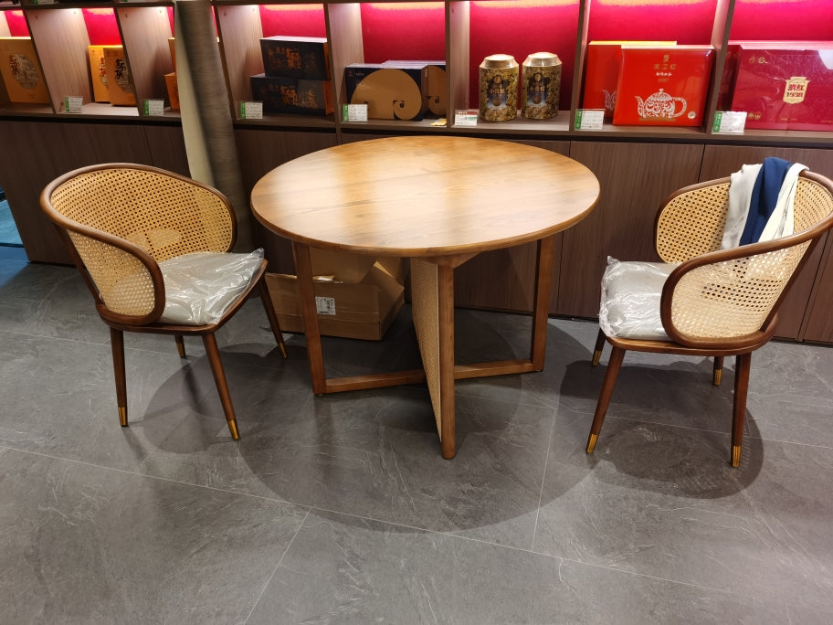 Ronilan Ash wood Indonesian natural rattan round dining set