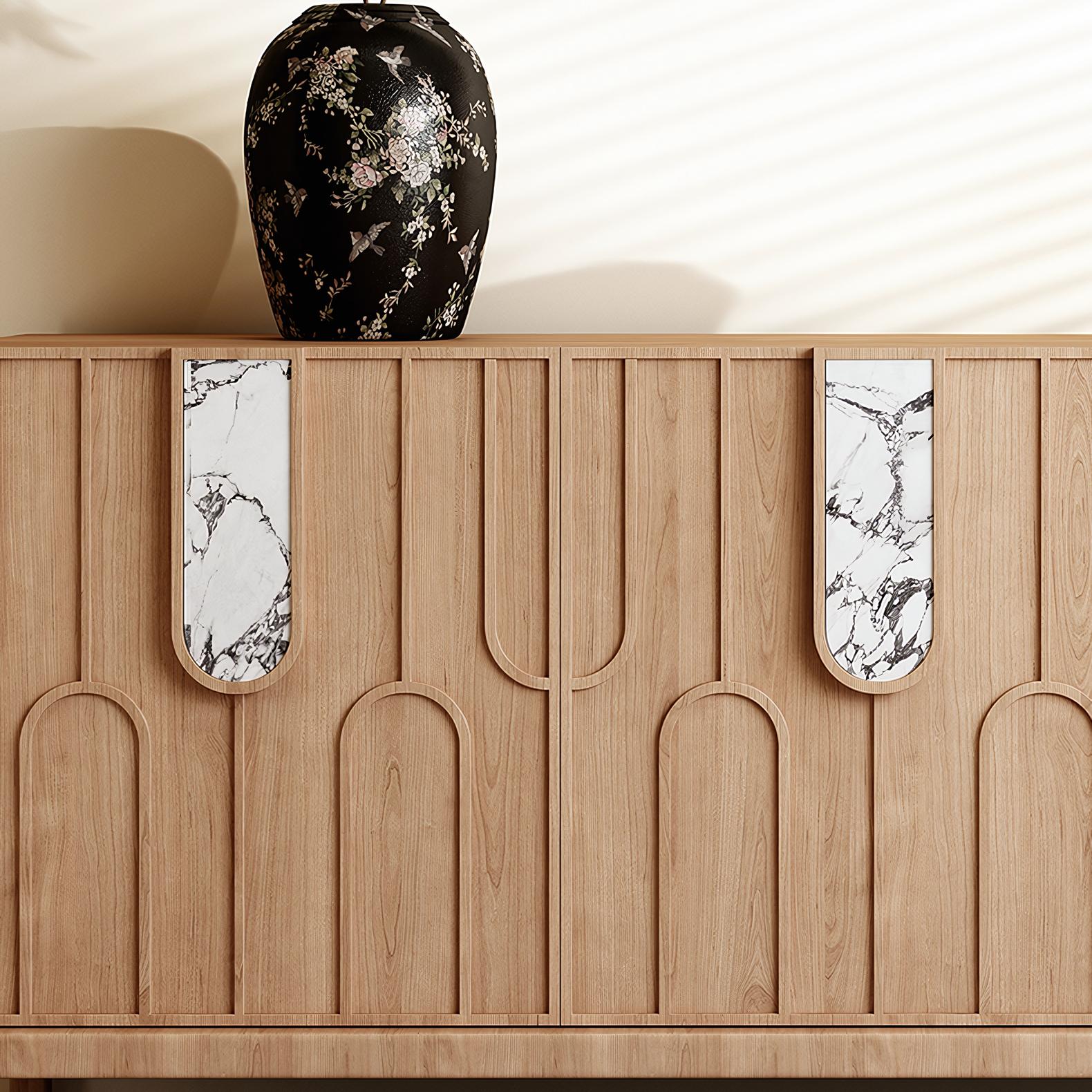 Tiziao Wooden marble sideboard