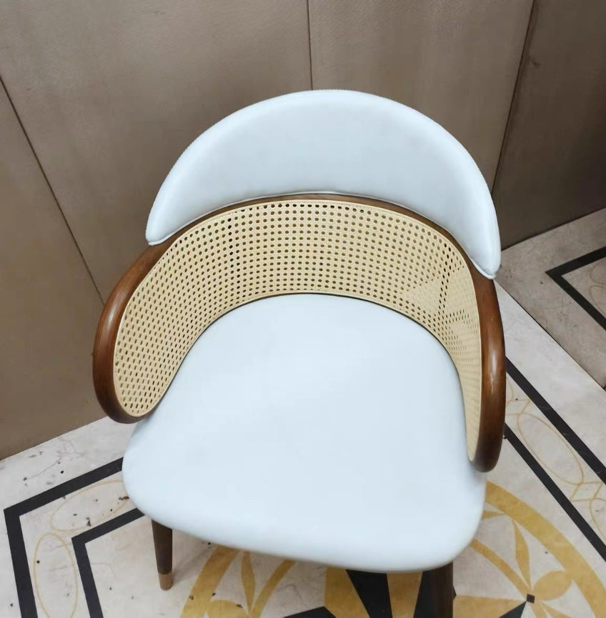 Hilarow 2pcs ash wood natural rattan dining chairs