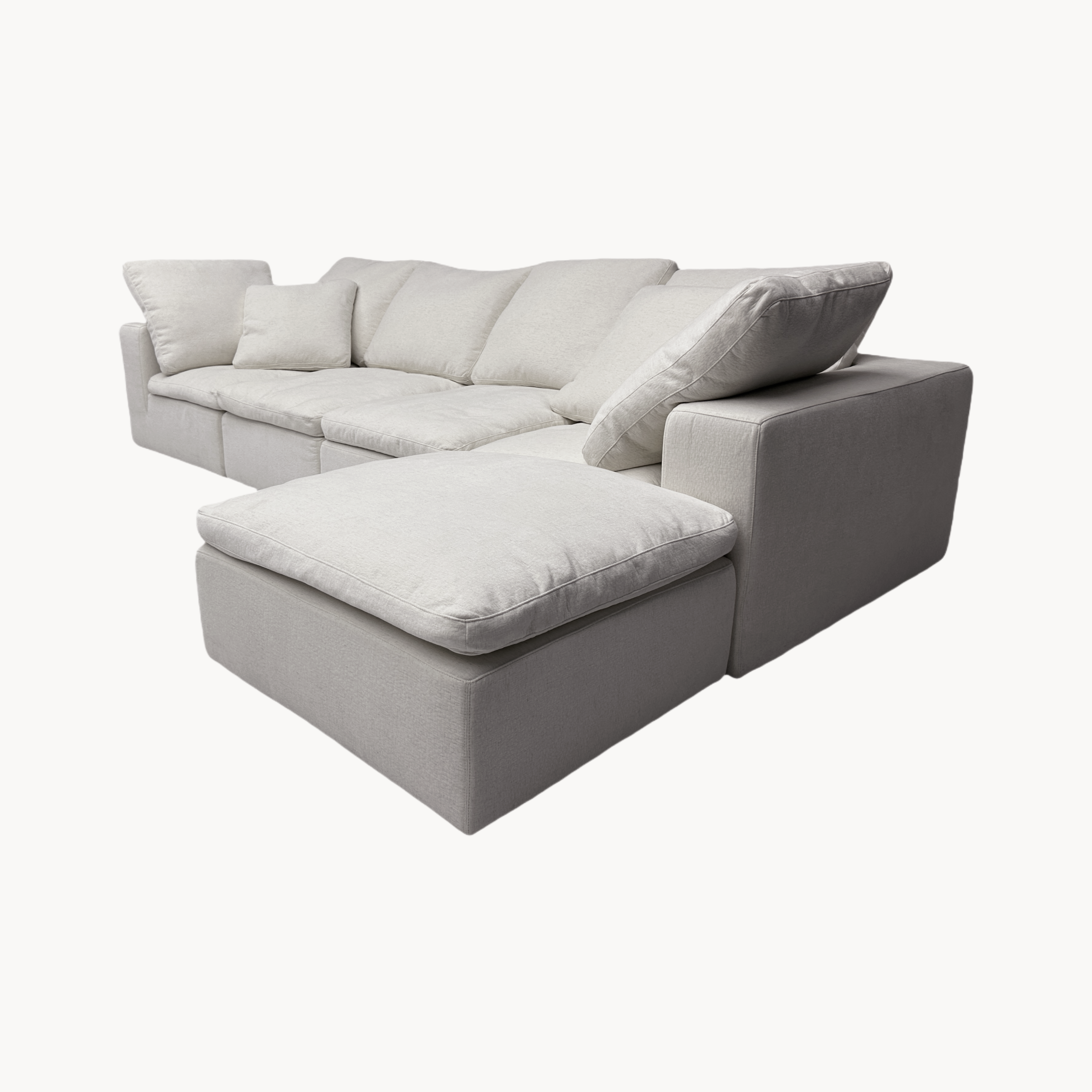 Senaz Washable natural linen fabric straight sofa with ottoman