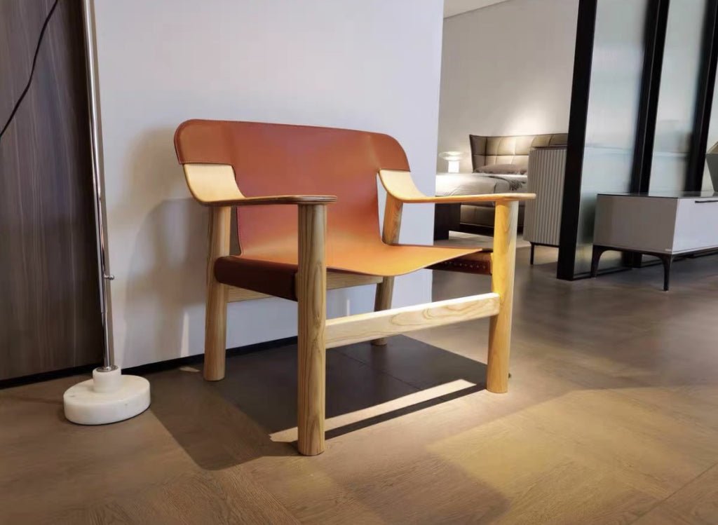 Ionaire Ash wood leather accent chair