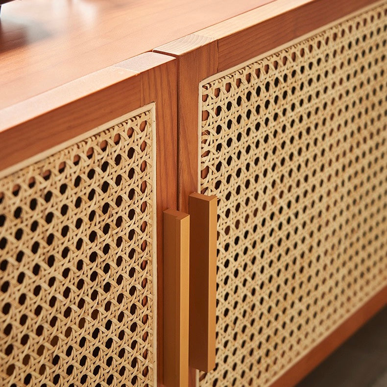 Grelina Ash wood natural rattan side TV cabinet