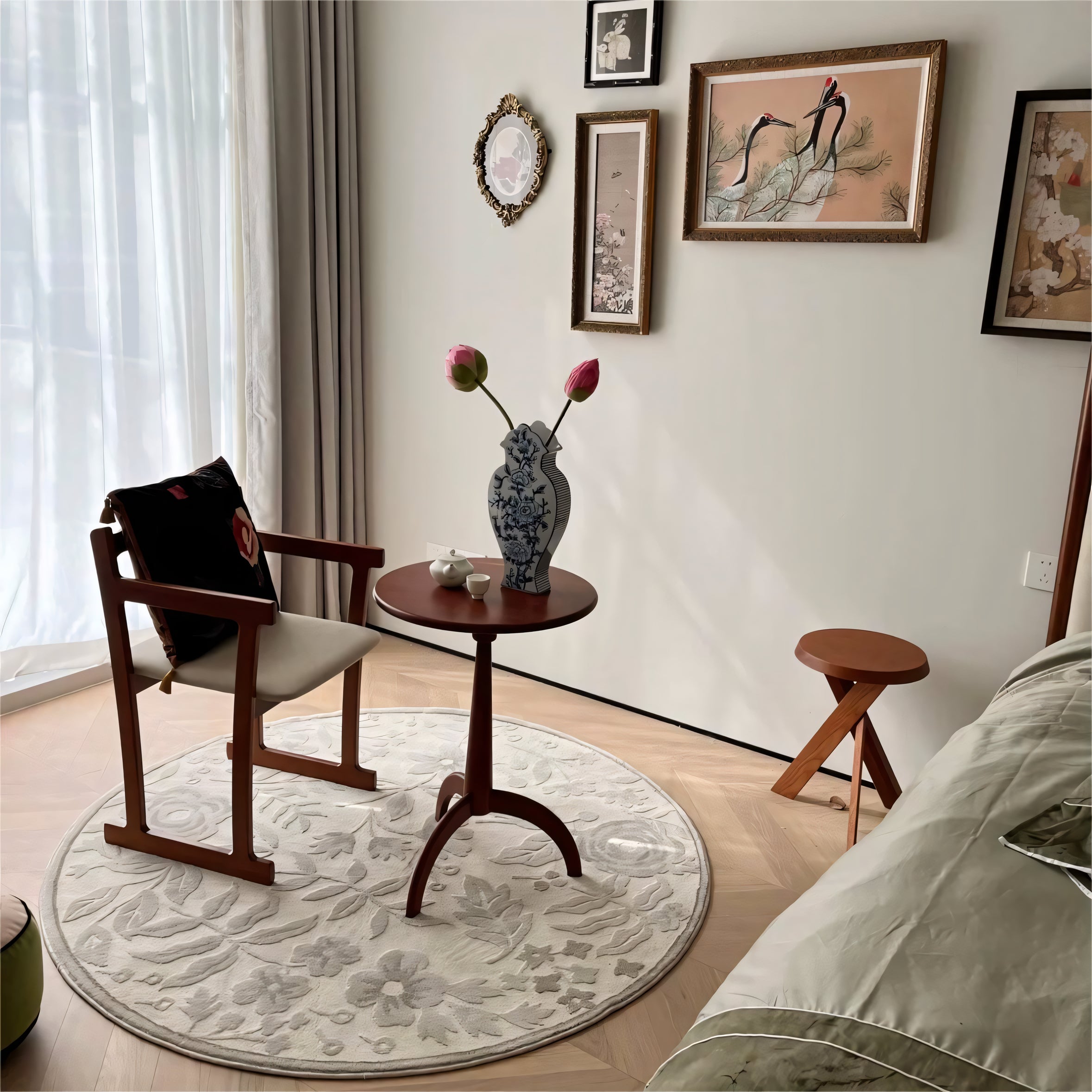Zasnie 3D floral embossed washable carpet rug