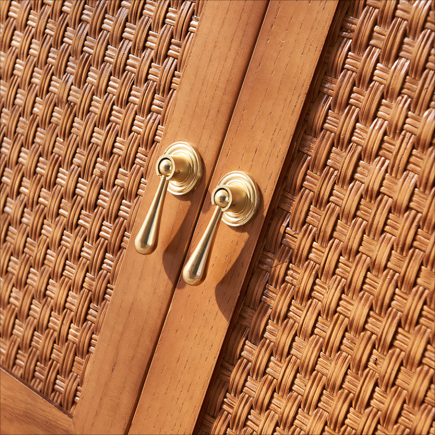 Heston Solid wood natural rattan sideboard