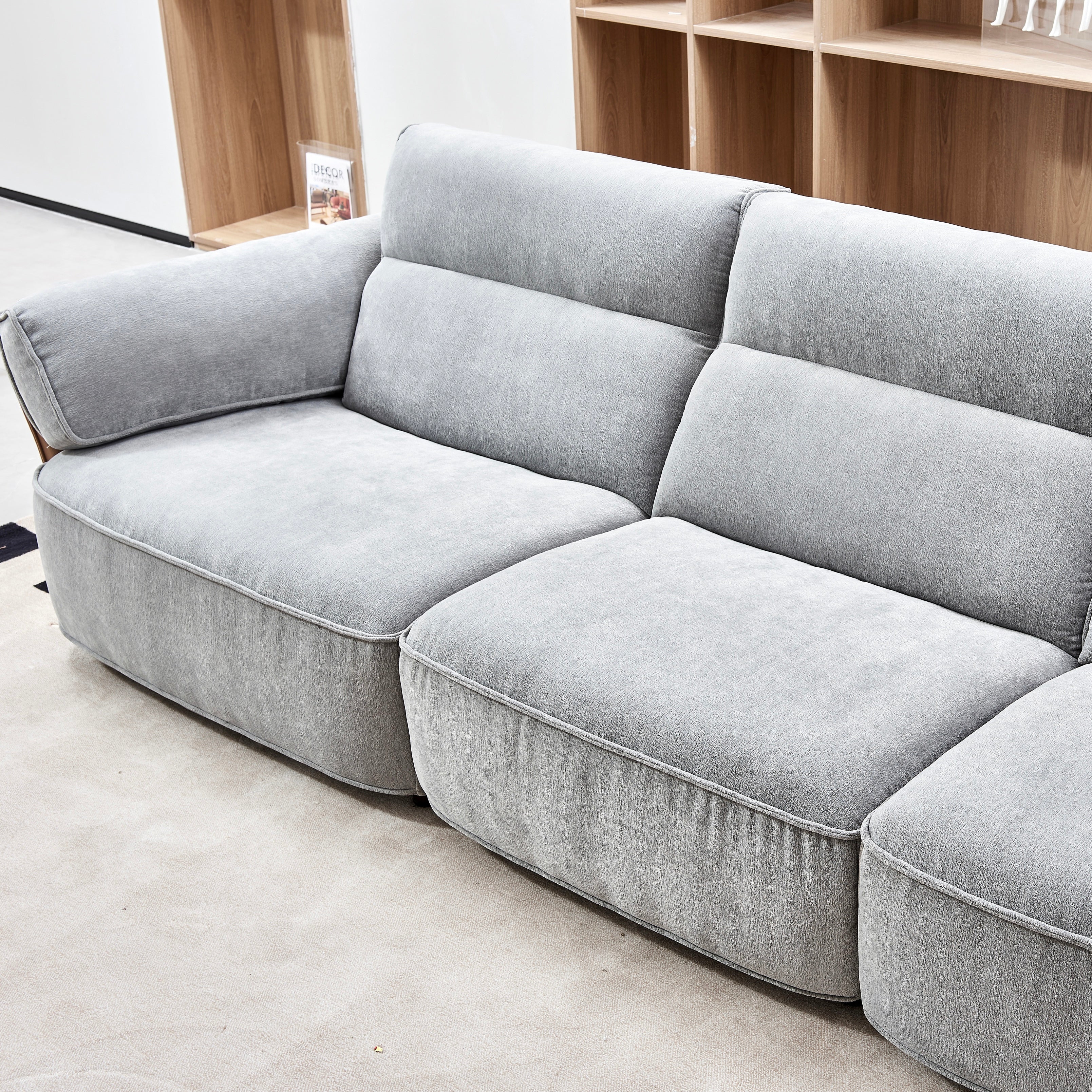 Welina Fabric with leather armrests straight sofa