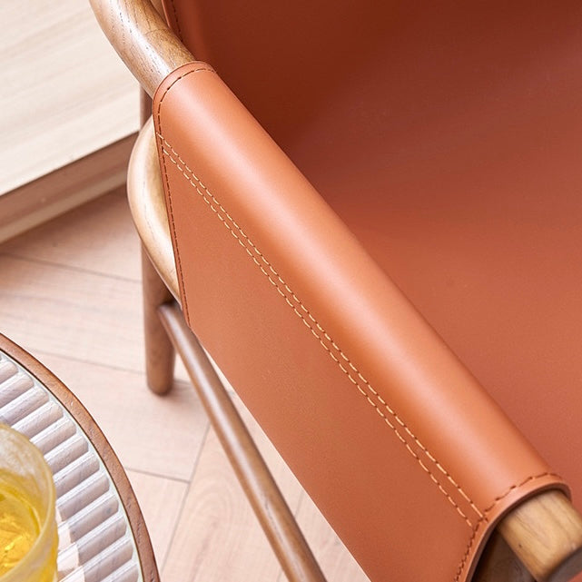 Trodina 2pcs ash wood leather dining chairs