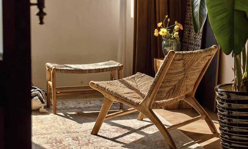 Alvaro Natural rattan ash wood lounge chair