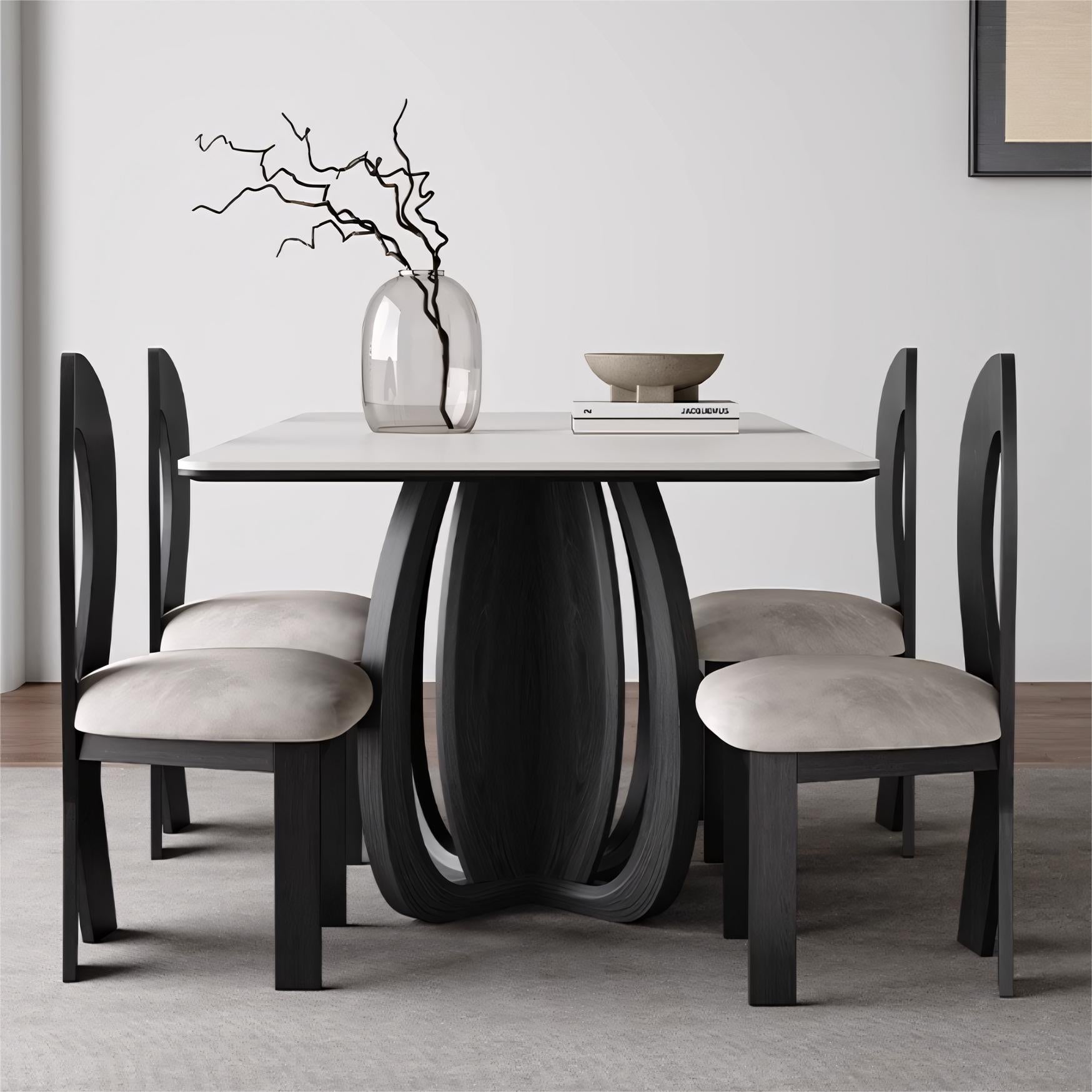 Faloma Sintered stone solid wood rectangular dining table