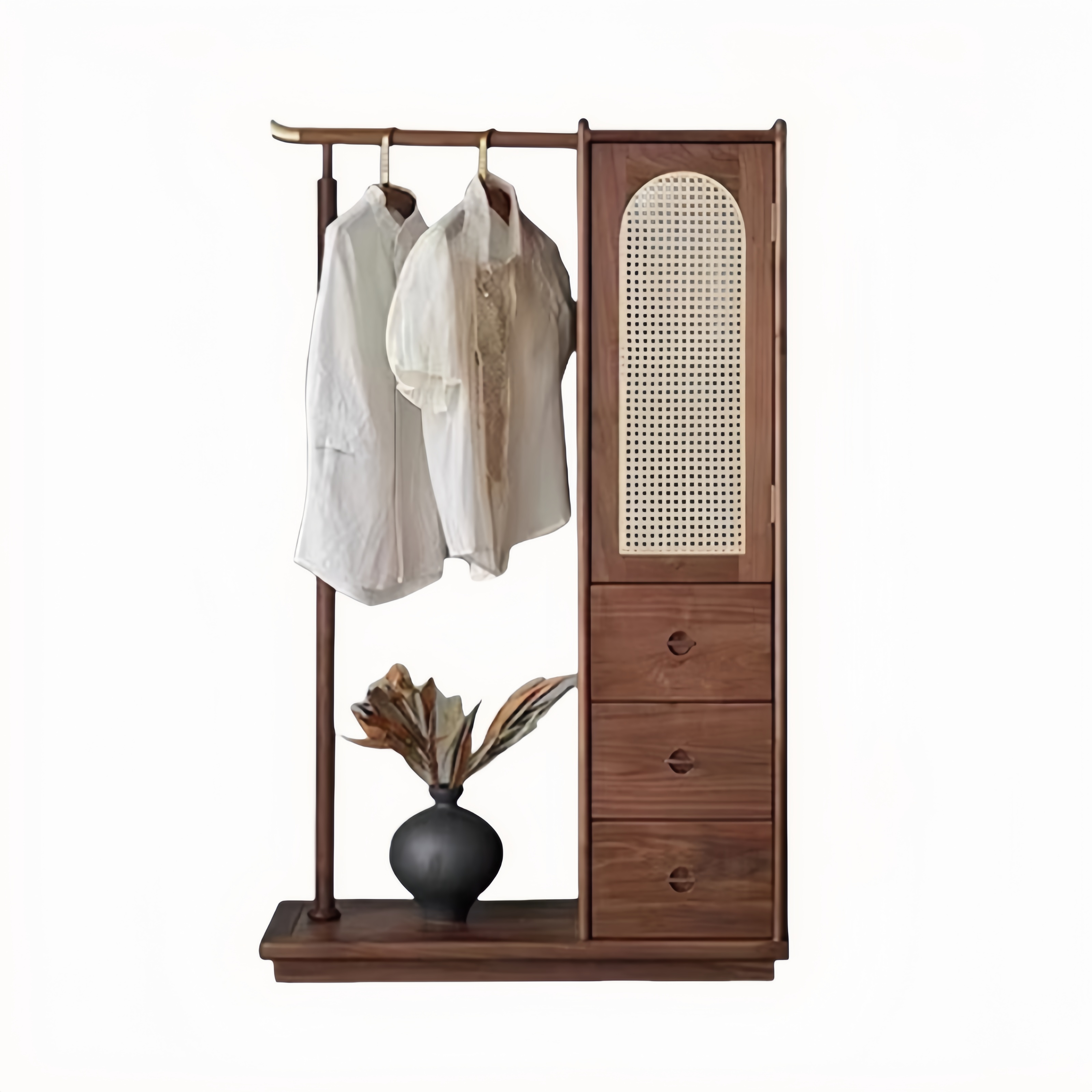 Lyria Solid wood natural rattan wardrobe