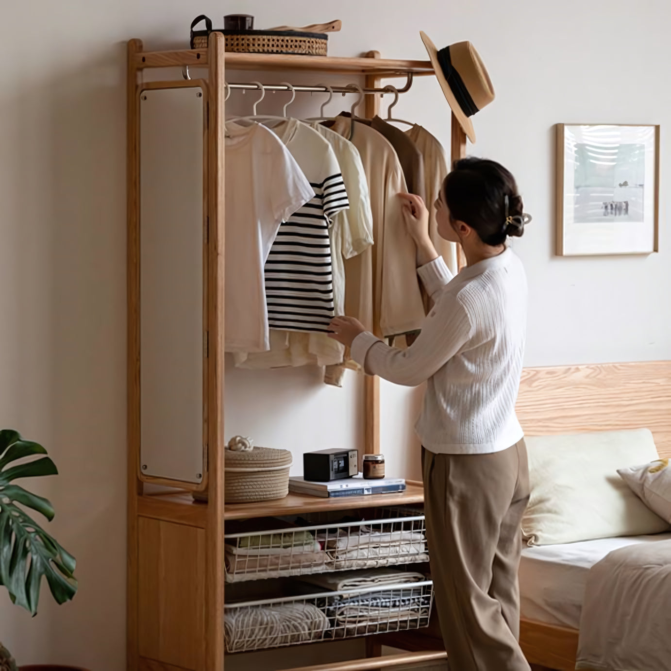 Vello Clothes rack with storage cabinet