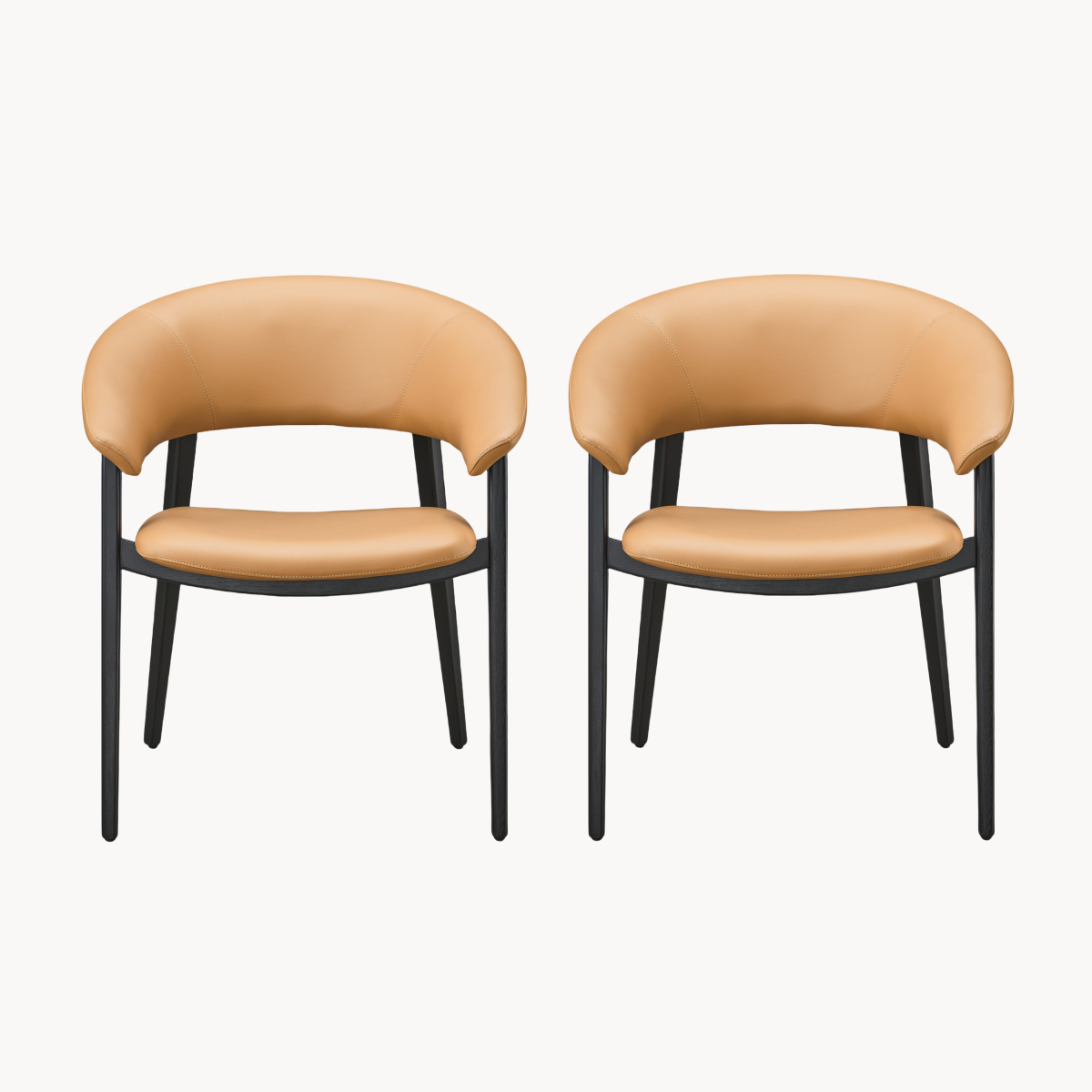 Vexar 2pcs ash wood leather dining chairs