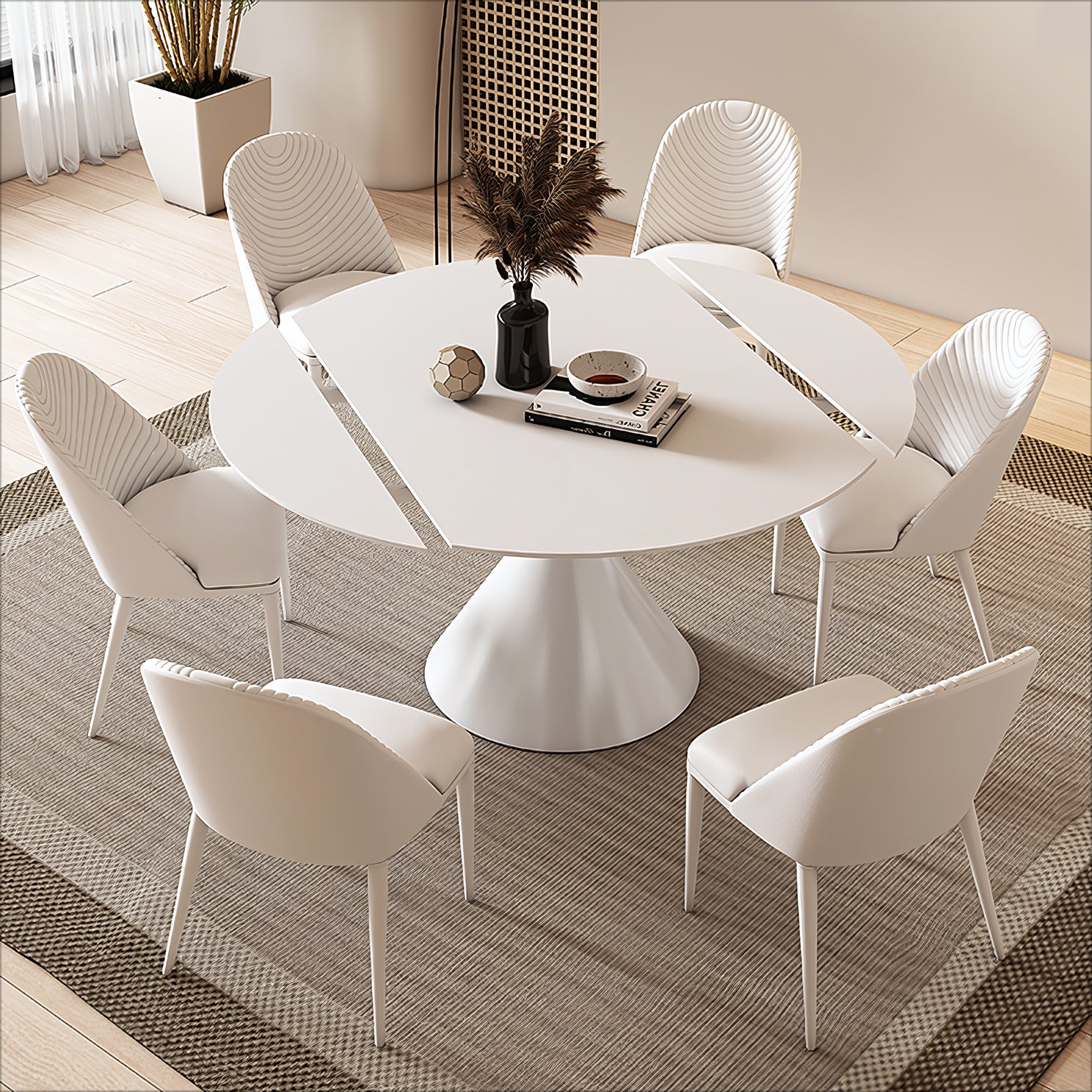 Dejove Extendable sintered stone round dining set