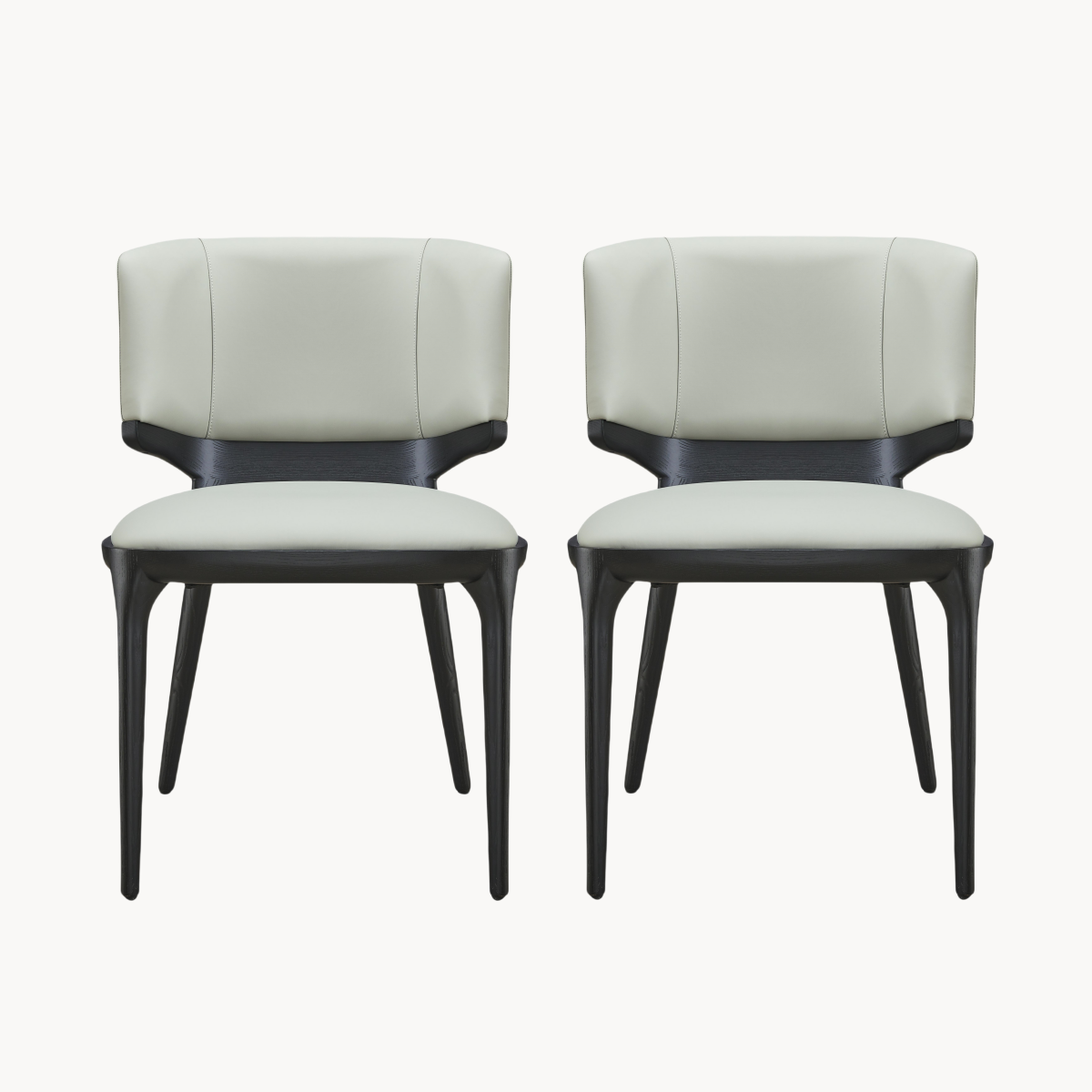 Tavros 2pcs ash wood leather dining chairs