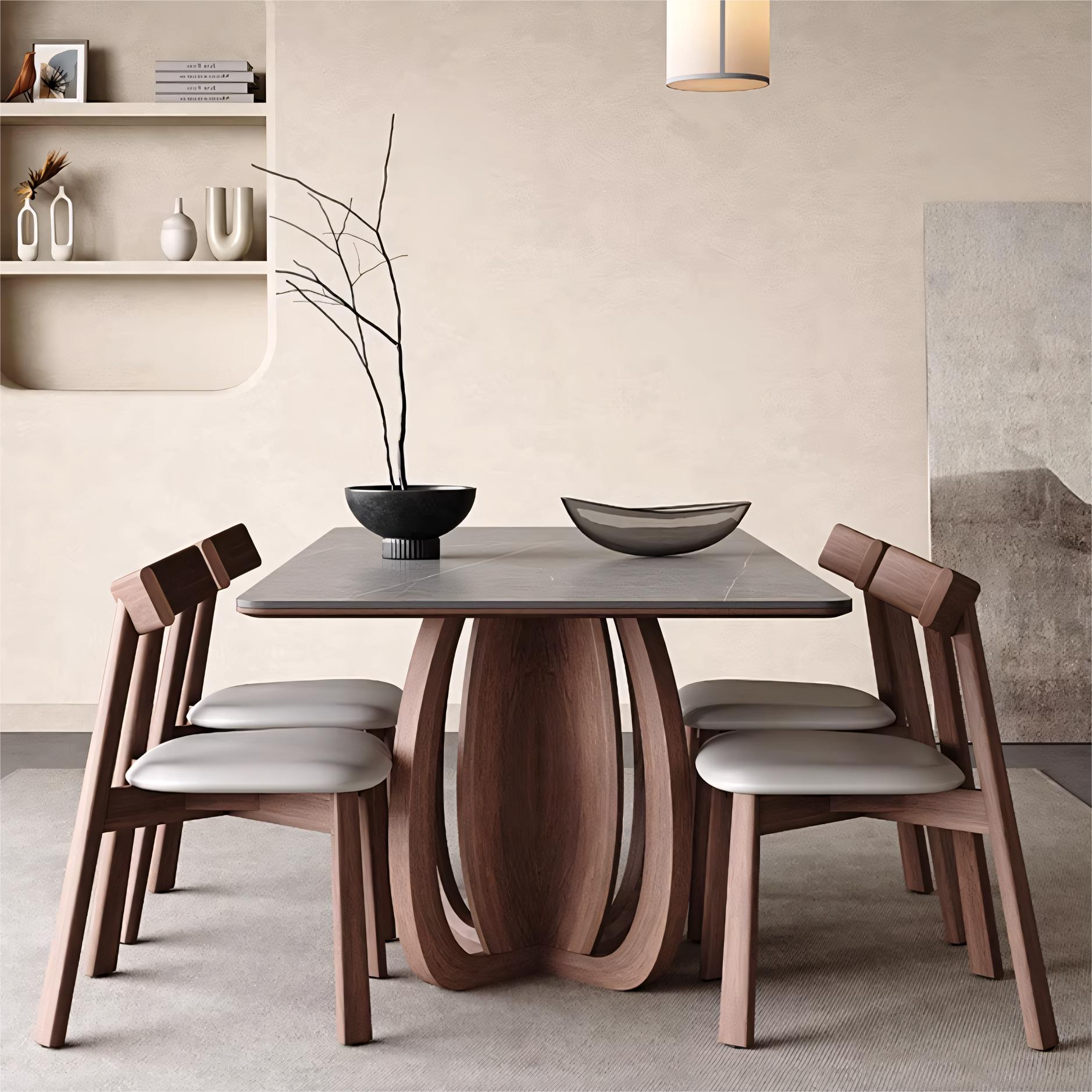 Faloma  Sintered stone solid wood rectangular dining set