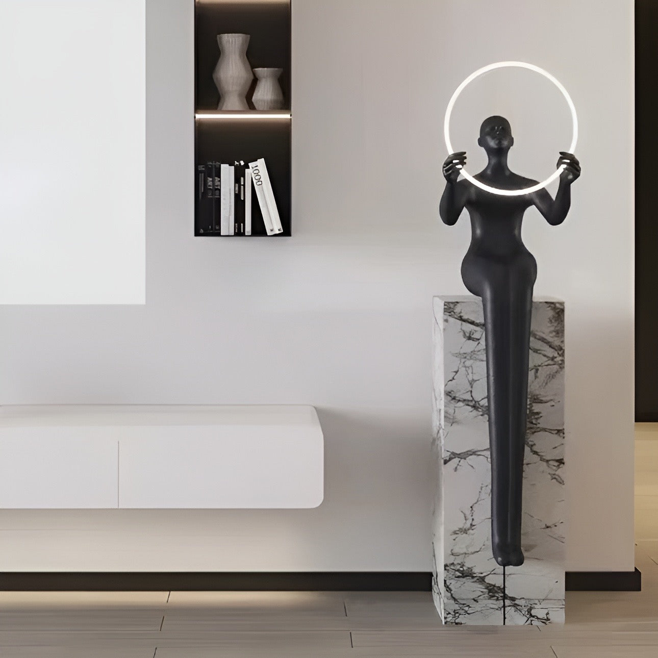 Ernilon Character statue art black floor lamp