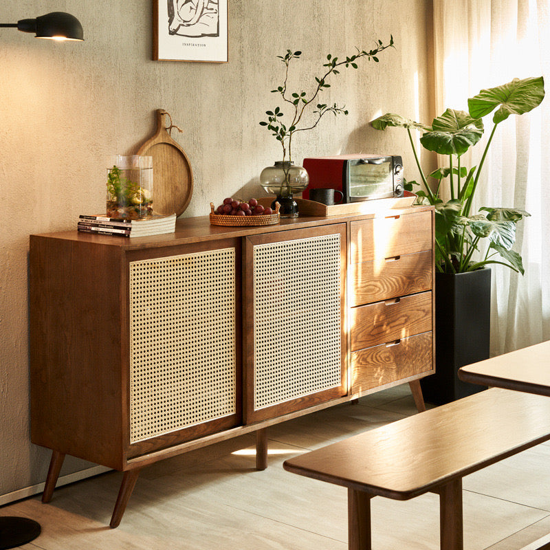 Filayre Ash wood natural rattan sideboard