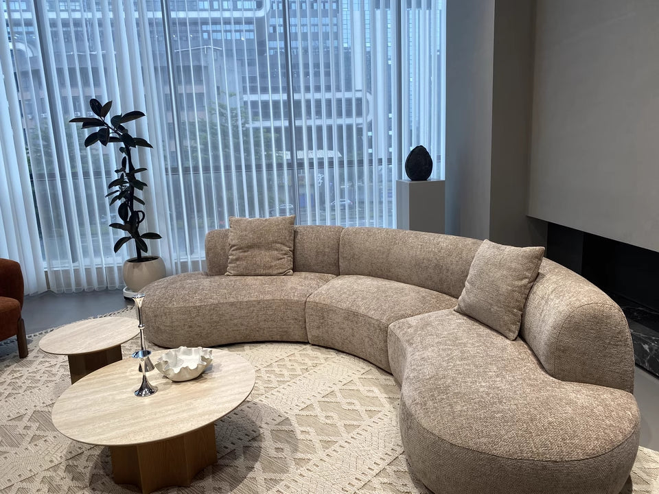 Vorki Fabric curved sofa