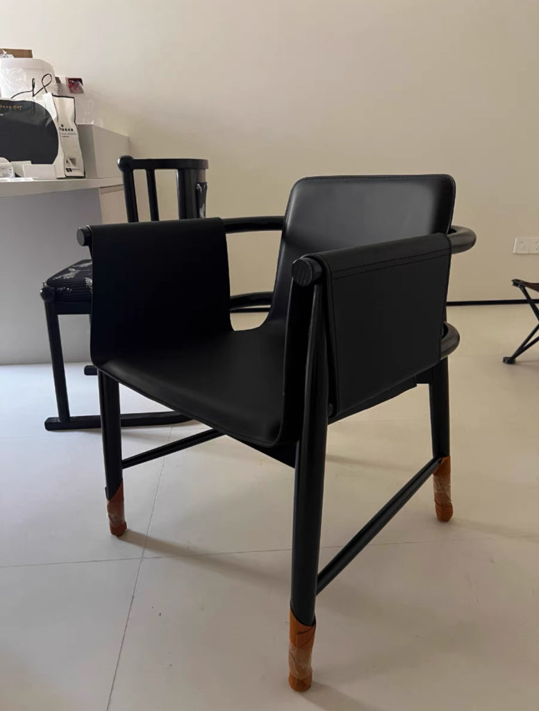 Trodina 2pcs ash wood leather dining chairs