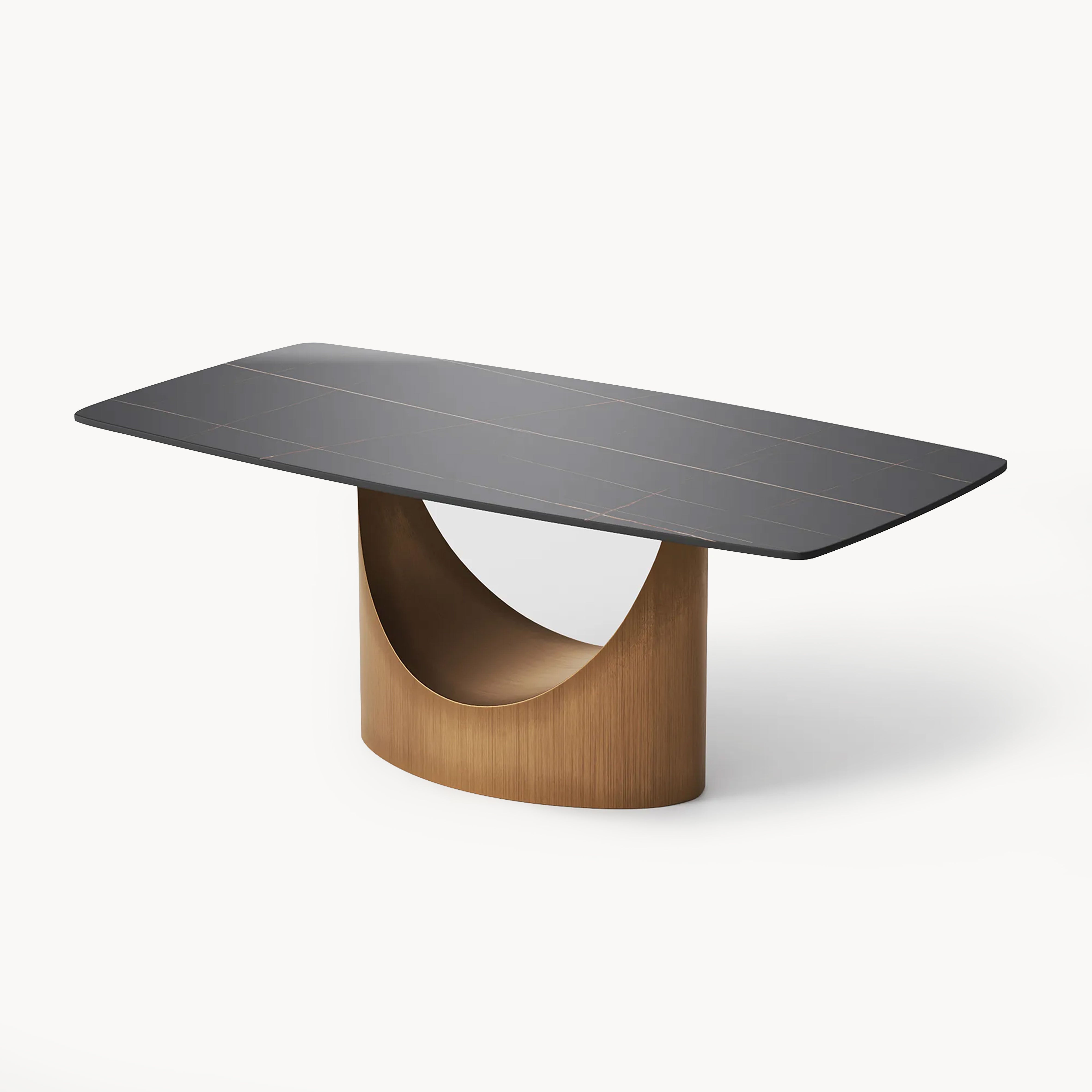 Unim Carbon steel bronze base sintered stone rectangular table