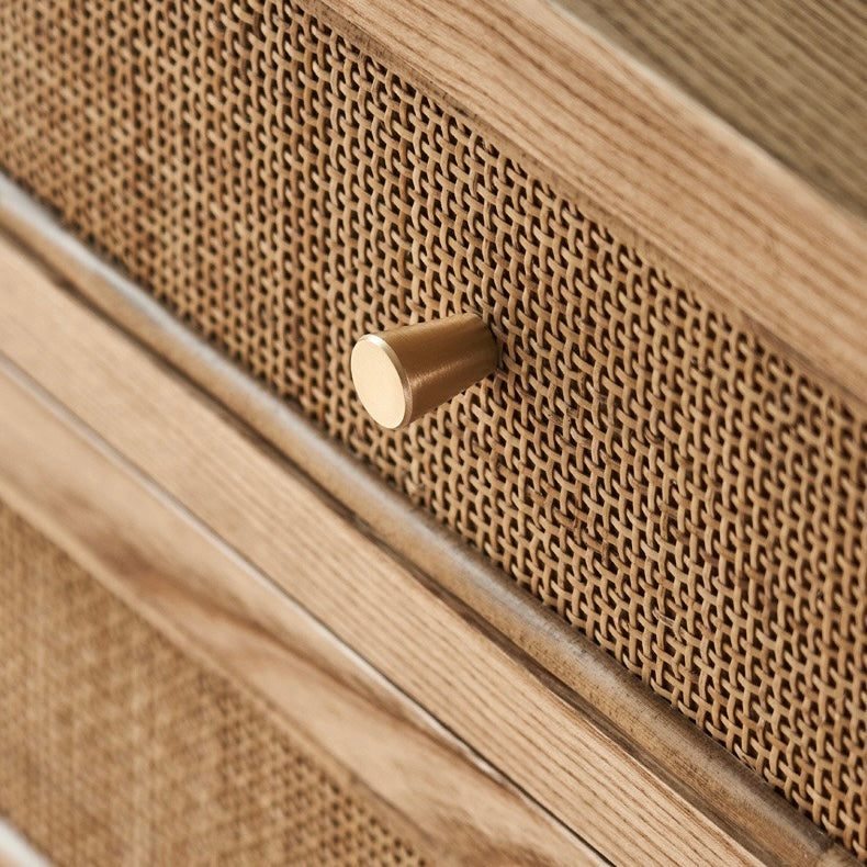 Watiron Ash wood natural rattan chest of drawers