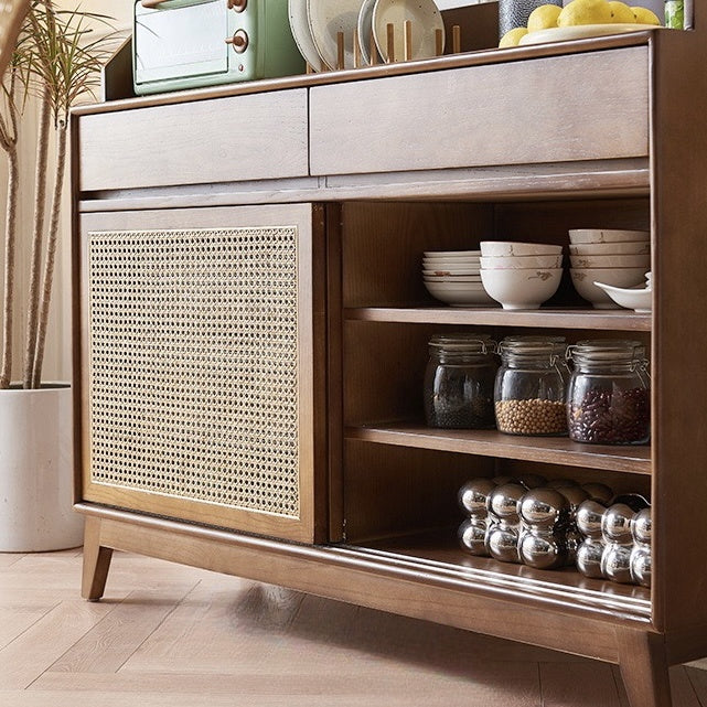 Nyturan Ash wood natural rattan sideboard