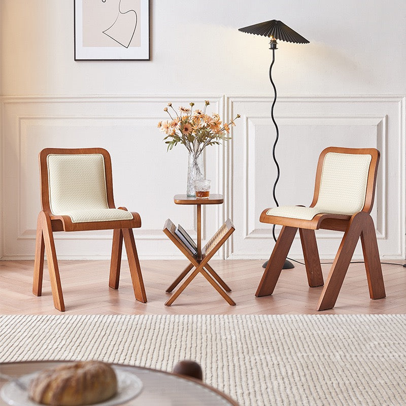 Hanoran 2pcs ash wood leather dining chairs