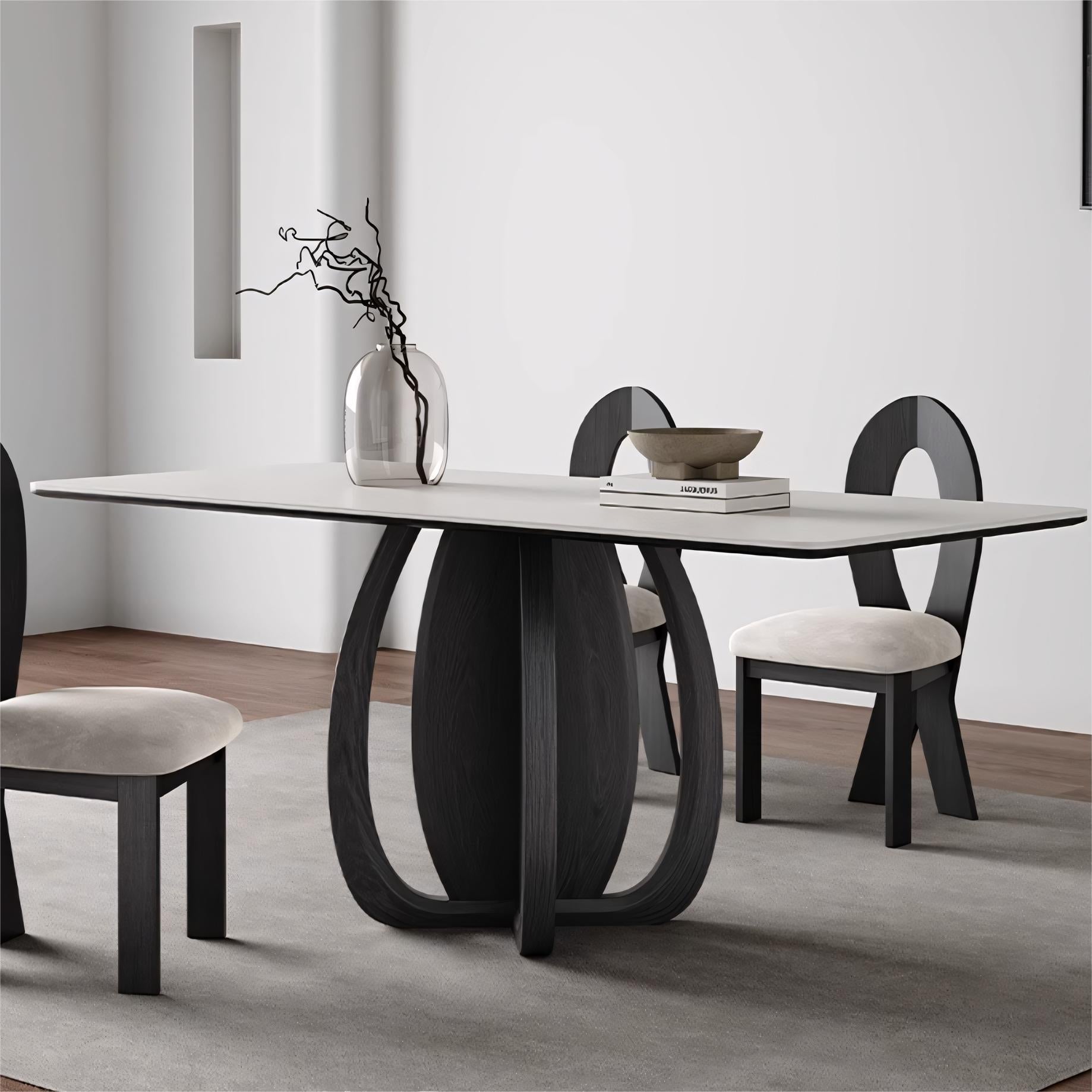 Faloma Sintered stone solid wood rectangular dining table