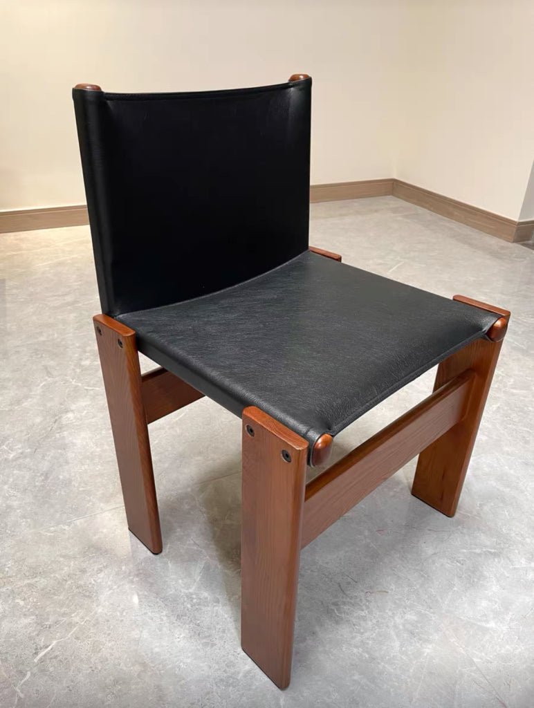 Junis 2pcs leather solid wood dining chairs