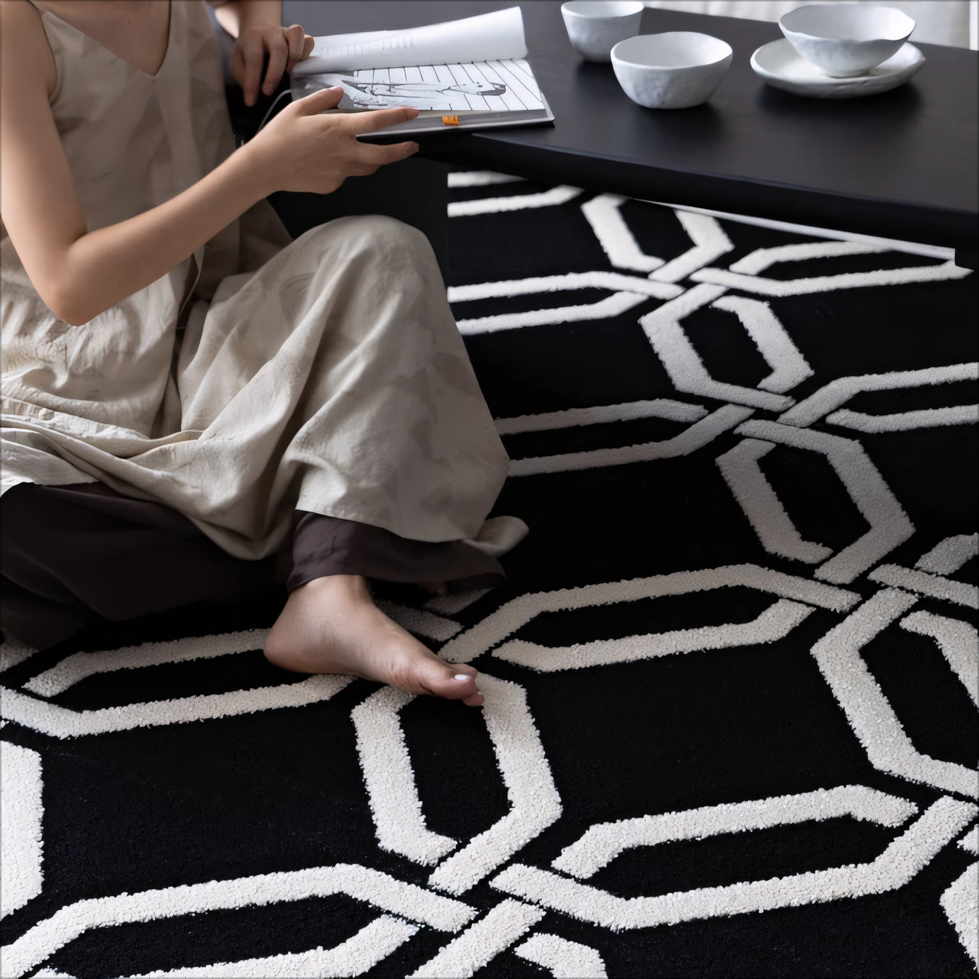 Seprina Natural seaweed fiber carpet rug