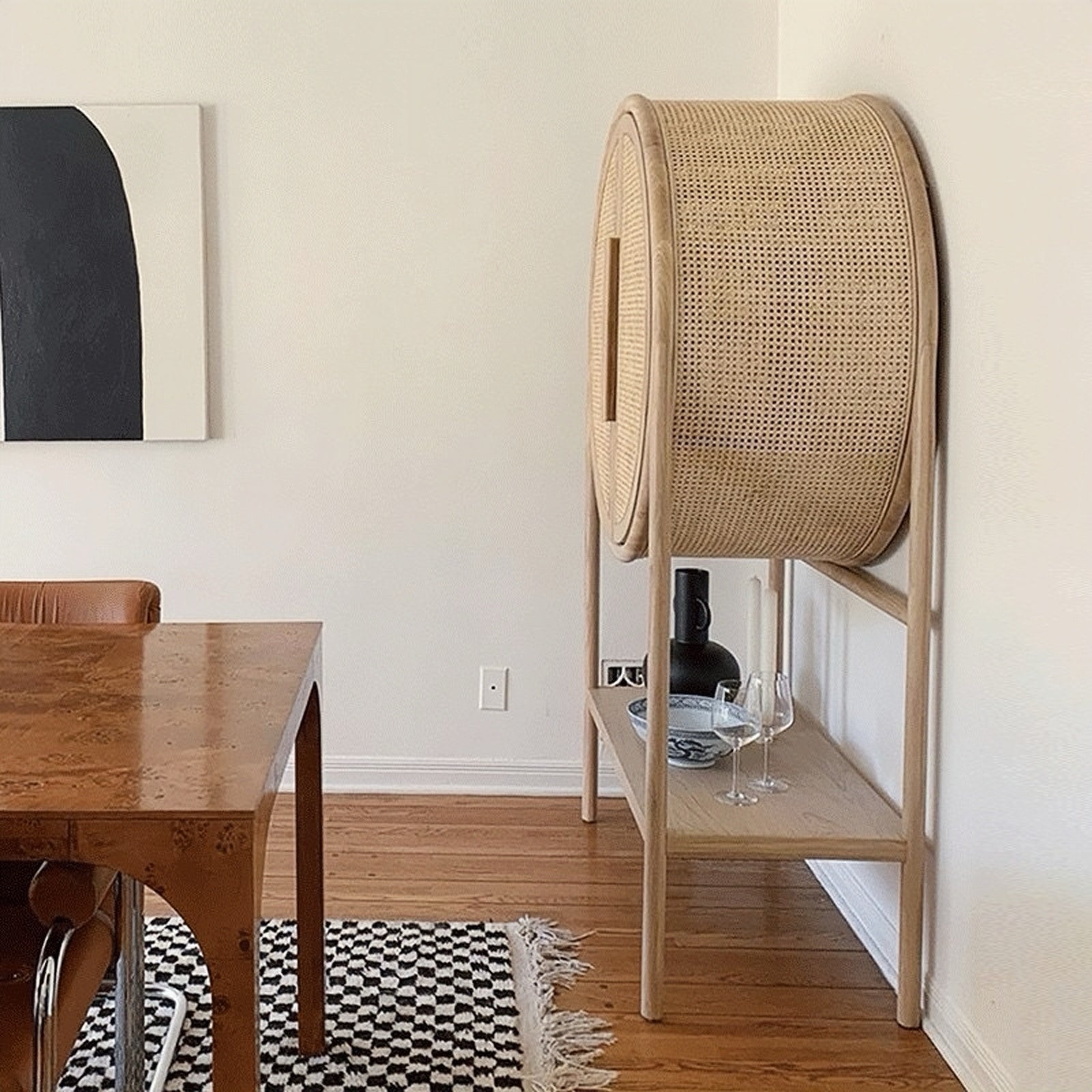 Arnida Ash wood natural rattan sideboard-A