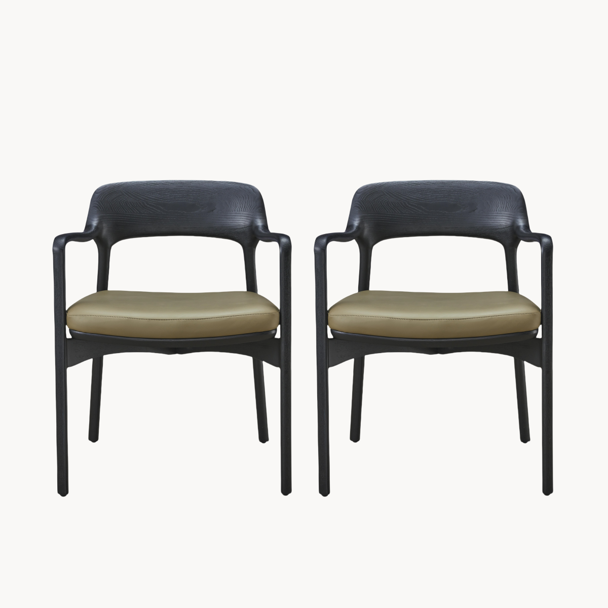 Aetheron 2pcs ash wood leather dining chairs