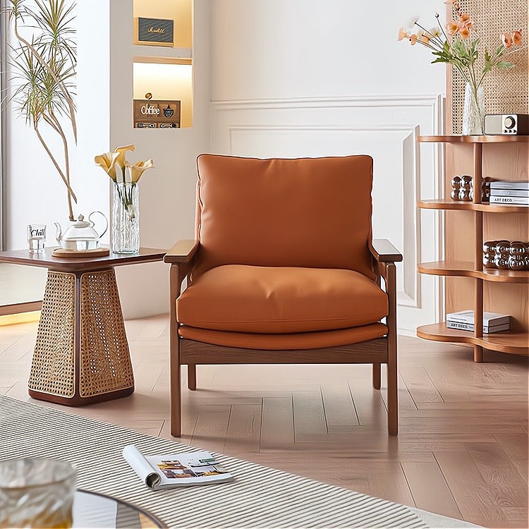 Sanavin Ash wood leather accent chair