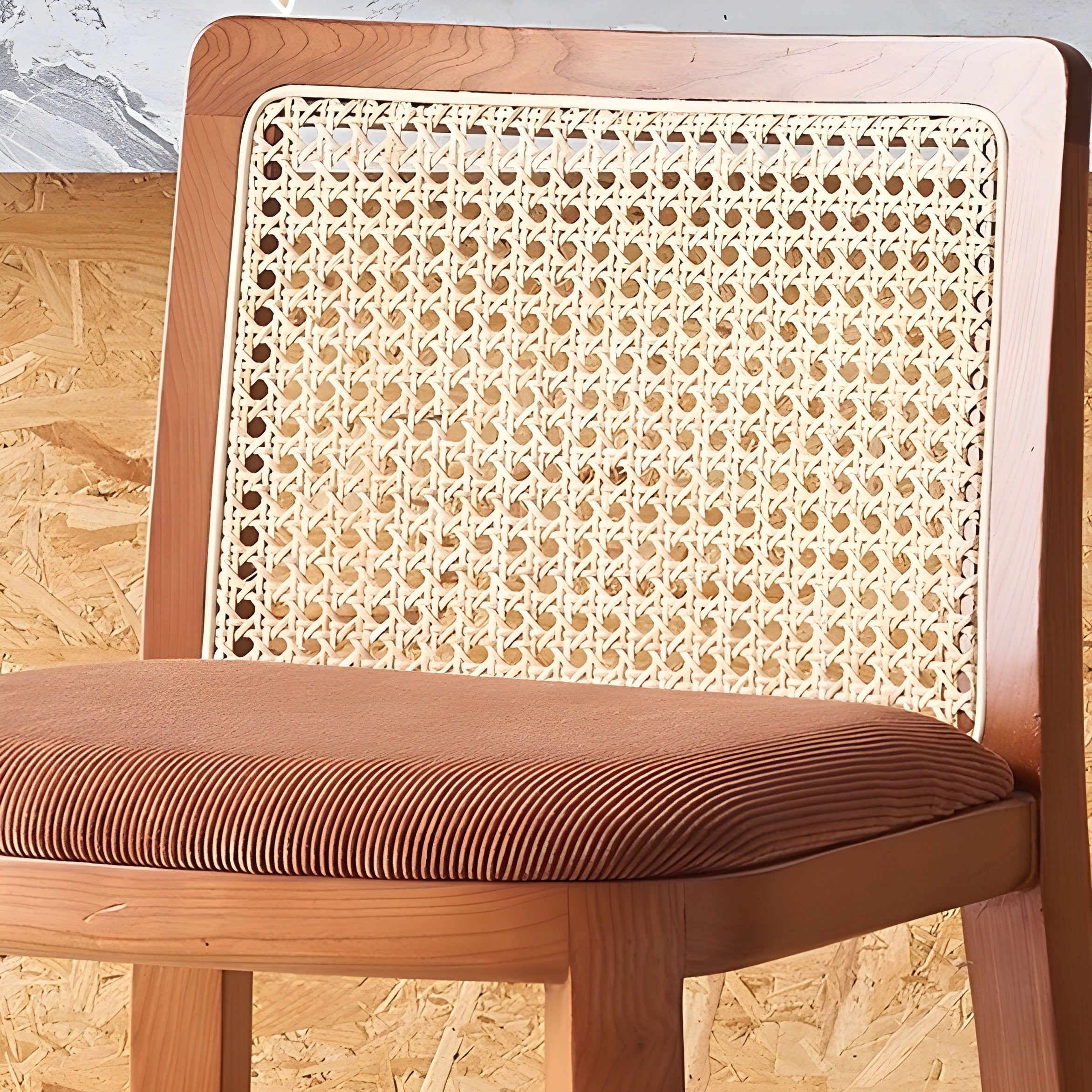 Fitabuno 2pcs Ash wood natural rattan high chair dining chair