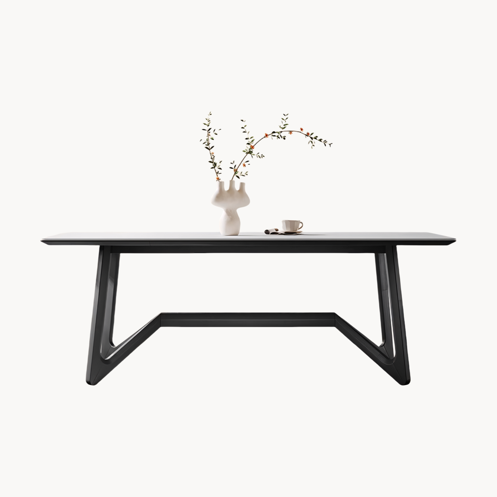 Quina Sintered stone solid wood rectangular dining table-A