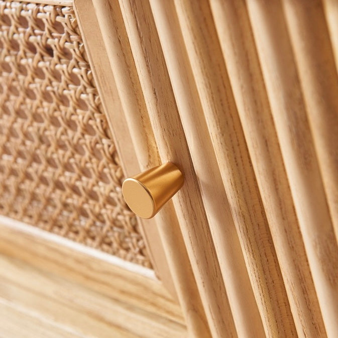 Dwinave Ash wood natural rattan TV cabinet