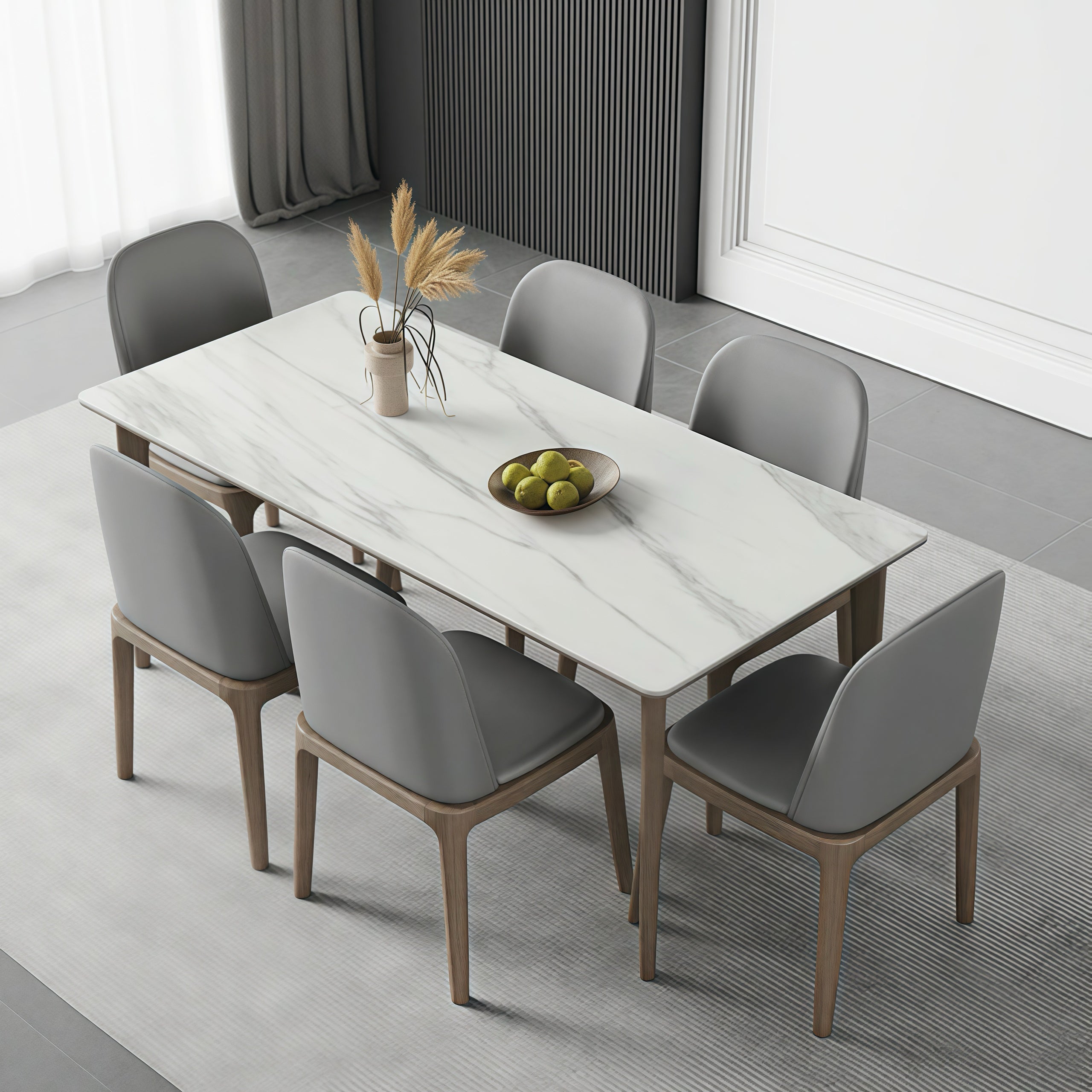 Diani Sintered stone solid wood rectangular dining table