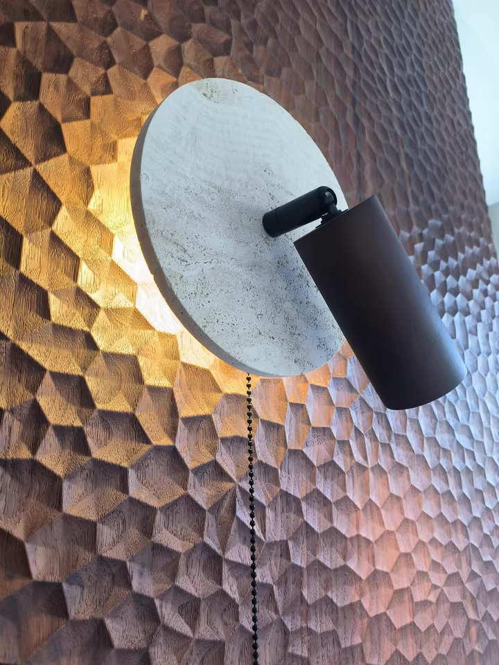 Roines 2pcs Beige travertine solid wood wall lights bedside lights